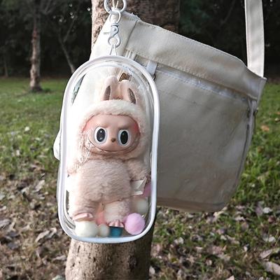 Clear Outdoor Bag For 18Cm Cartoon Plush Dolls Toys Transparent Mini Kawaii Pouch For Keychain Doll Anime Figure Storage Case