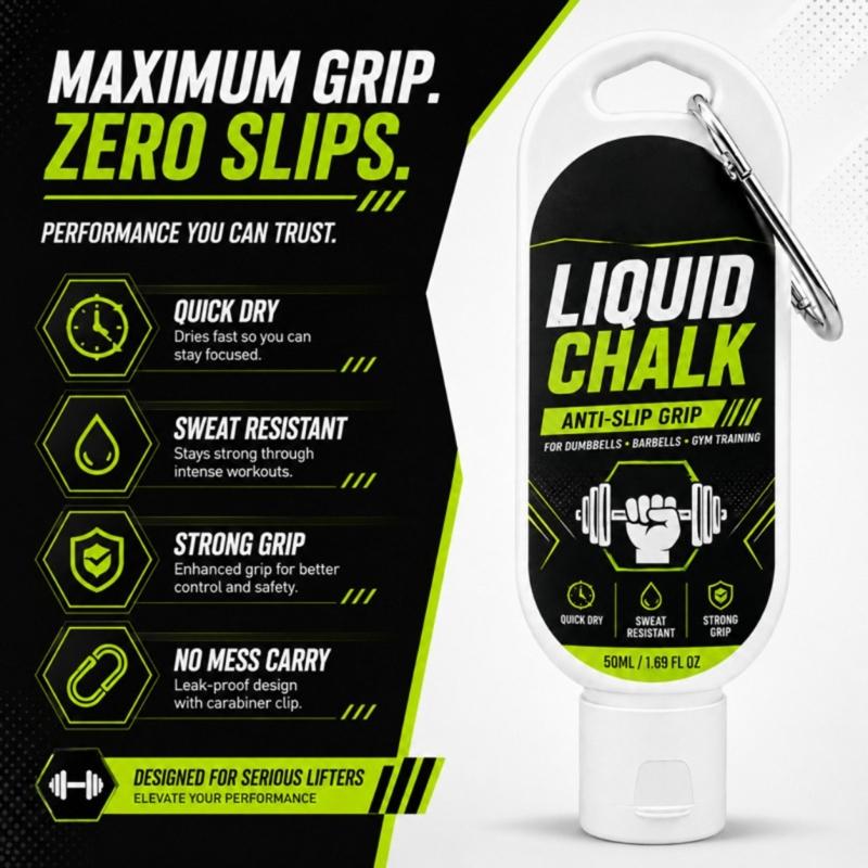 Gym Grip Chalks Bottle for Strength Training, Liquid Chalks with Quick Drying Sweat Resistant Support, Easy Palms Preps for Lifting Training