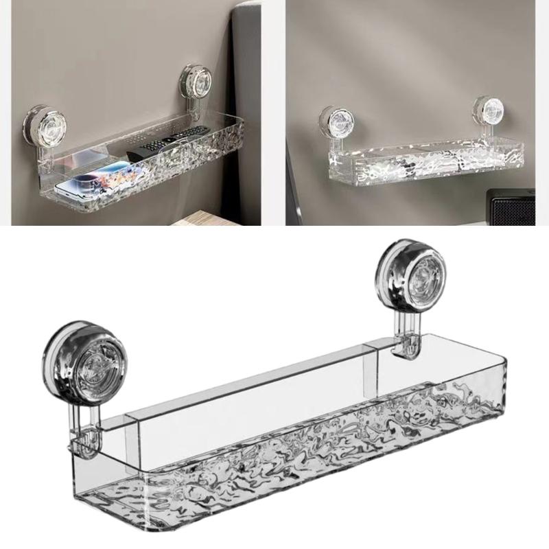 Easy Install Shower Shelf for Bathroom Wall Mounted Suction Cup Faucet Storage Rack Shampoo and Accessories Holder