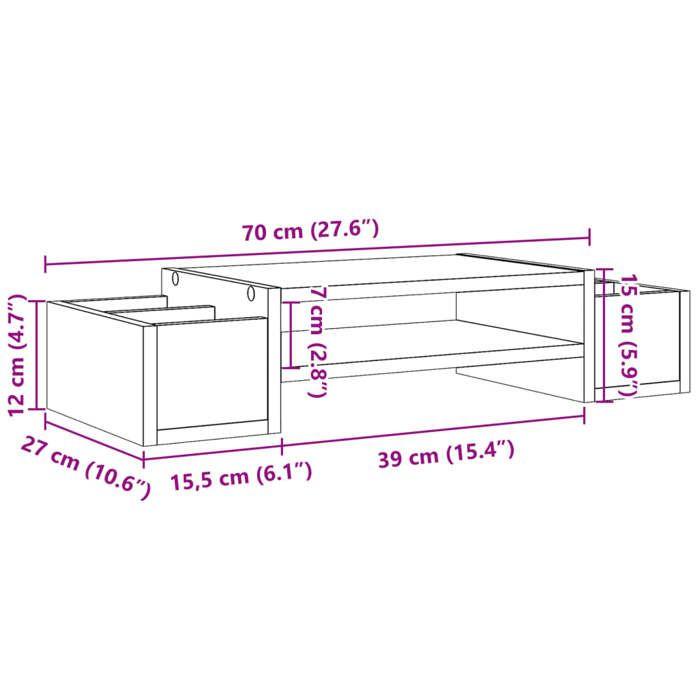 VidaXL Support de moniteur avec rangement blanc bois d'ingénierie, support de moniteur pour bureau, étagère de moniteur, 854679