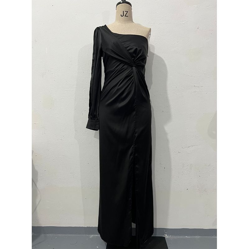 

European and American Evening dress Fashion Socialite Temperament Girdle Slim fit Long dress Women Evening Dress Black XXXL