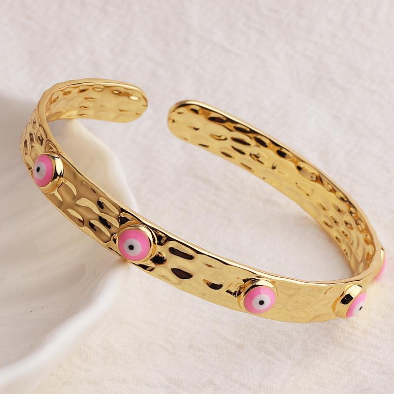 18K Gold Plated Cuff Band Bracelet For Women Fashion Evil Eye Bangle Luxury Crystal Bracelet Indian Bangles Women Accessories