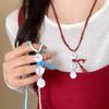 Korean Velvet Rope Tassel Snowman Necklace: High-End Sweater Chain with Niche Design