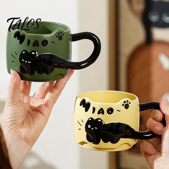 Adorable Ceramic Coffee Cup Cat Stackable Mugs 380ml Capacity Cute Theme Meow Cups Unique Kitchen Utensils Space-Saving Tea Gift for Lovers