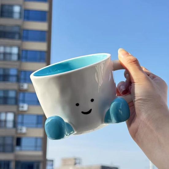 300ml Ceramic Mug Cartoon Feet Design Hot Cold Drinks Mug Suitable Capacity Happy Face Ceramic Tea Mug Drinkware