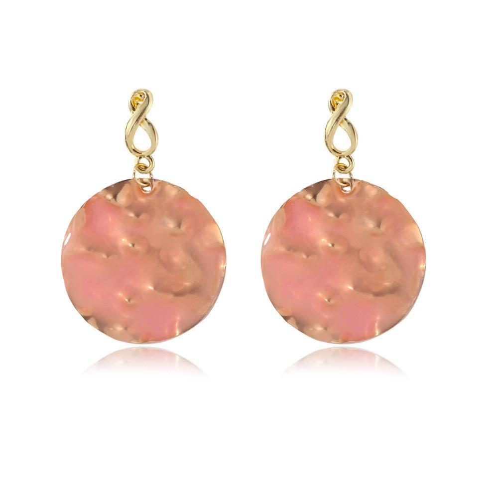 Stylish Alloy Round Drop Earrings Fashionable Metal Studs For Women In Multiple Colors