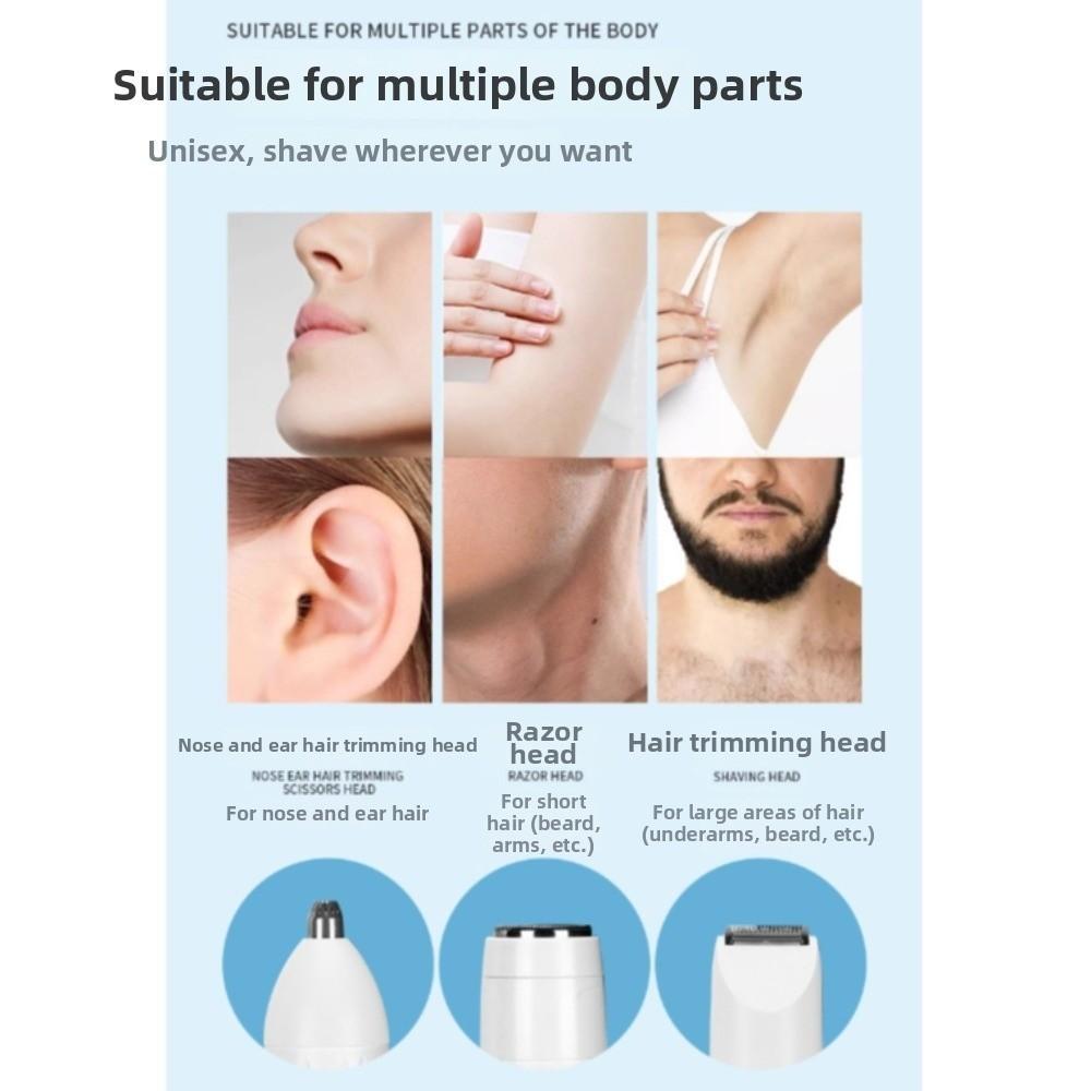 with 3 Interchangeable Heads Multi-purpose Trimmer Portable Bikini Trimmer for Nose Hair Ear Hair