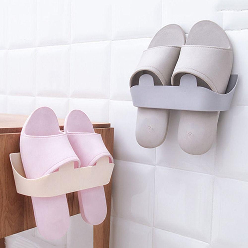 

Plastic Slippers Rack Self Adhesive Shoe Drying Rack Practical Shoes Hanger Home