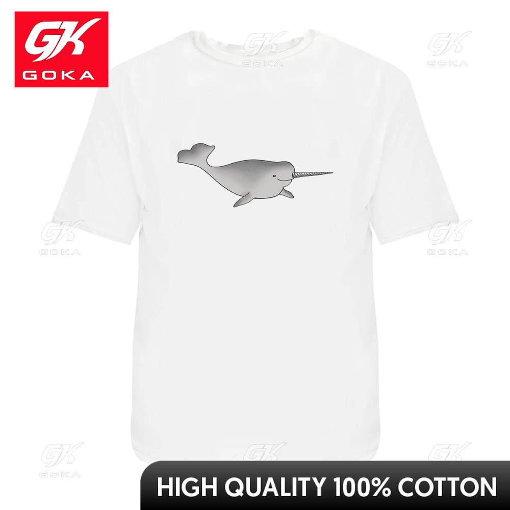 

Cute Smiling Narwhal Unisexs Womens Cotton TShirts Funny Vintage Graphic T Shirts S