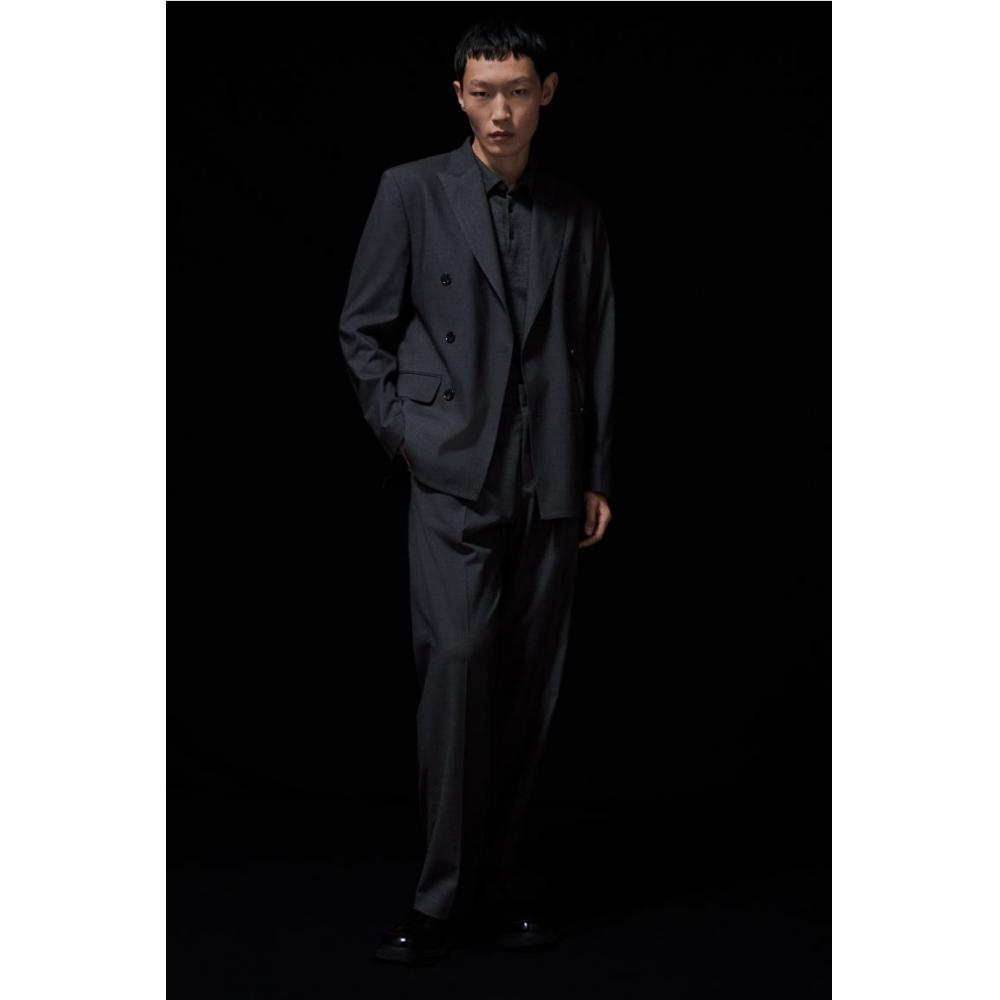 H M Relaxed Fit Suit Pants Dark Grey