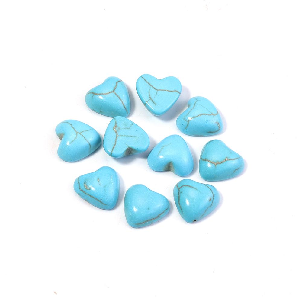 

10pcs/lot Natural Turquoise Cabochon Beads 10 12 14 16 18 20mm Heart Shape Blue Stone Beads For DIY Jewelry Making Ring Pendants