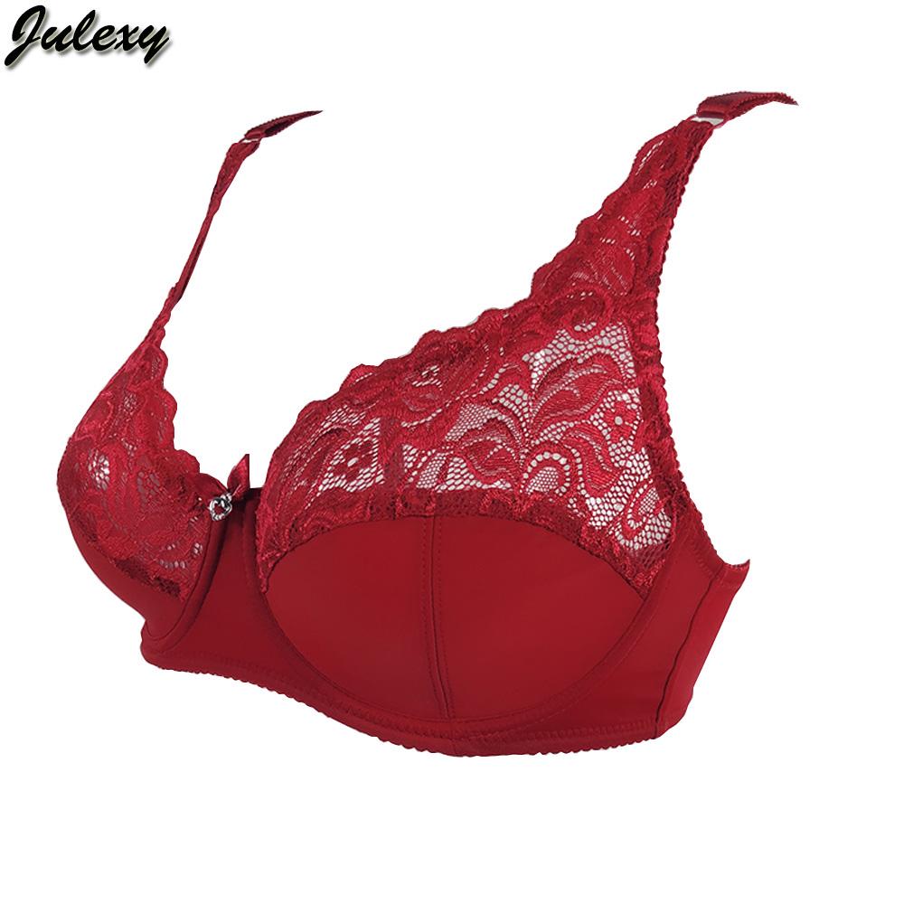 Julexy C D Cup Big Size Women Bra Lace Hollow Out Underwear Sexy Ultrathin Transparent Brassiere