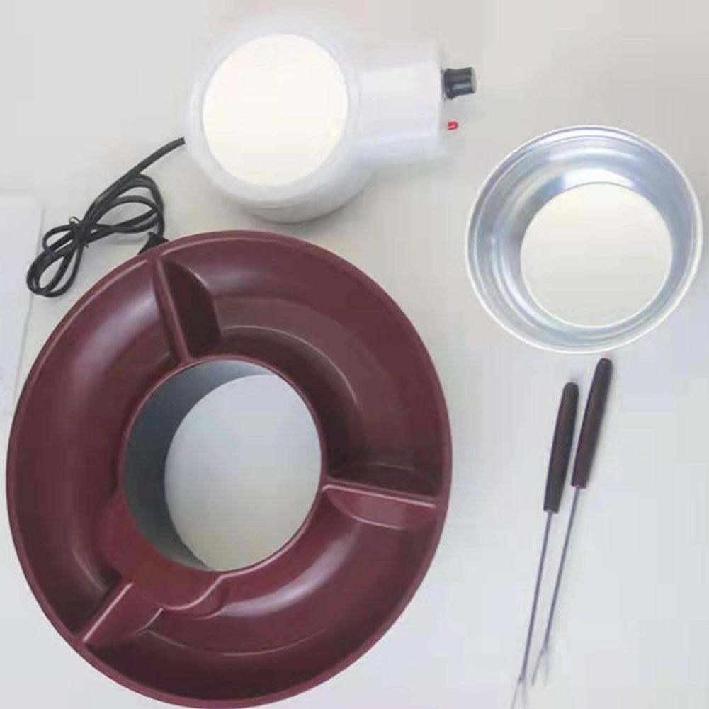 Electric Fondue Pot Set with 3 Section Food Tray and 2 Dipping Forks Chocolate Fountain Machine Cheese Fondue Maker for Parties