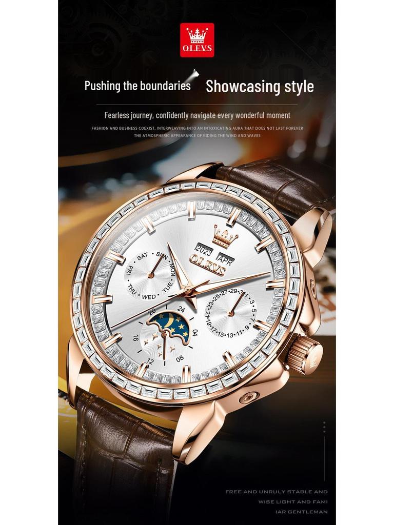 OLEVS Herren Multifunktions-Ewiger Kalender Mechanische Uhr