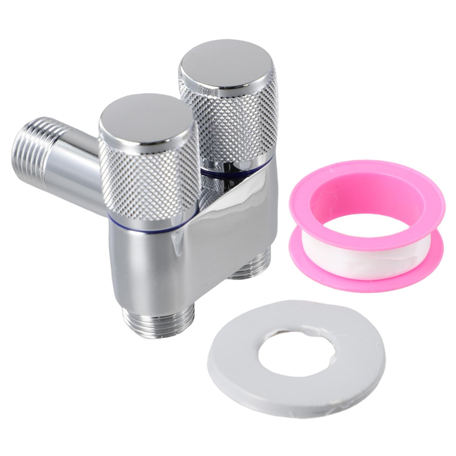 

1PCS G1/2 1 In Two Out Double Control Washing Machine Faucet Toilet Triangle Valve Bathroom Toilet Bidet Sprayer Accessories серебряный