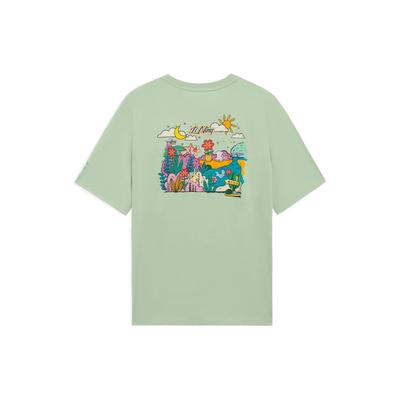 Li-Ning Sports Lifestyle Series Plant Floral Cartoon Print Round Neck Pullover T-Shirt Women Tops Green AHSS316-5