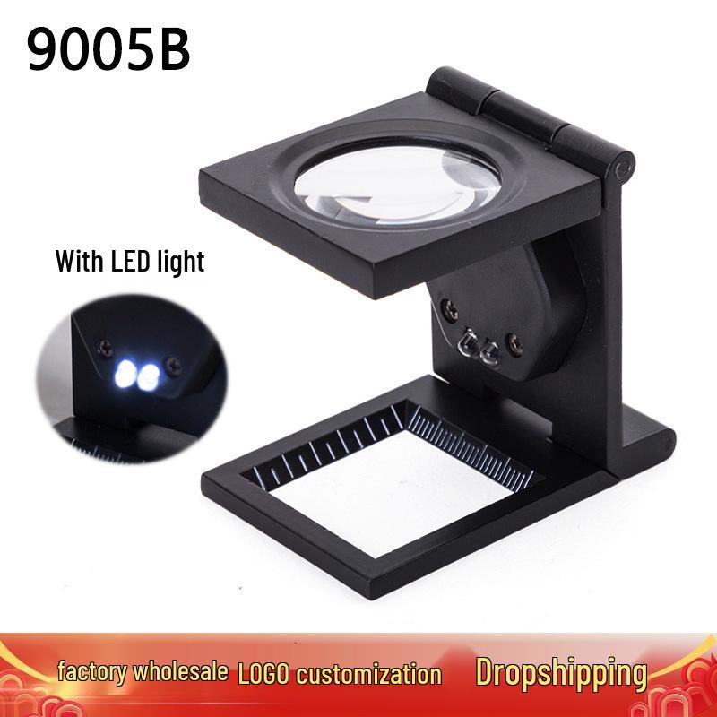 

9005B 10x LED Light All-Metal Folding Magnifier with Scale for Cloth Measurement 9005D without Light
