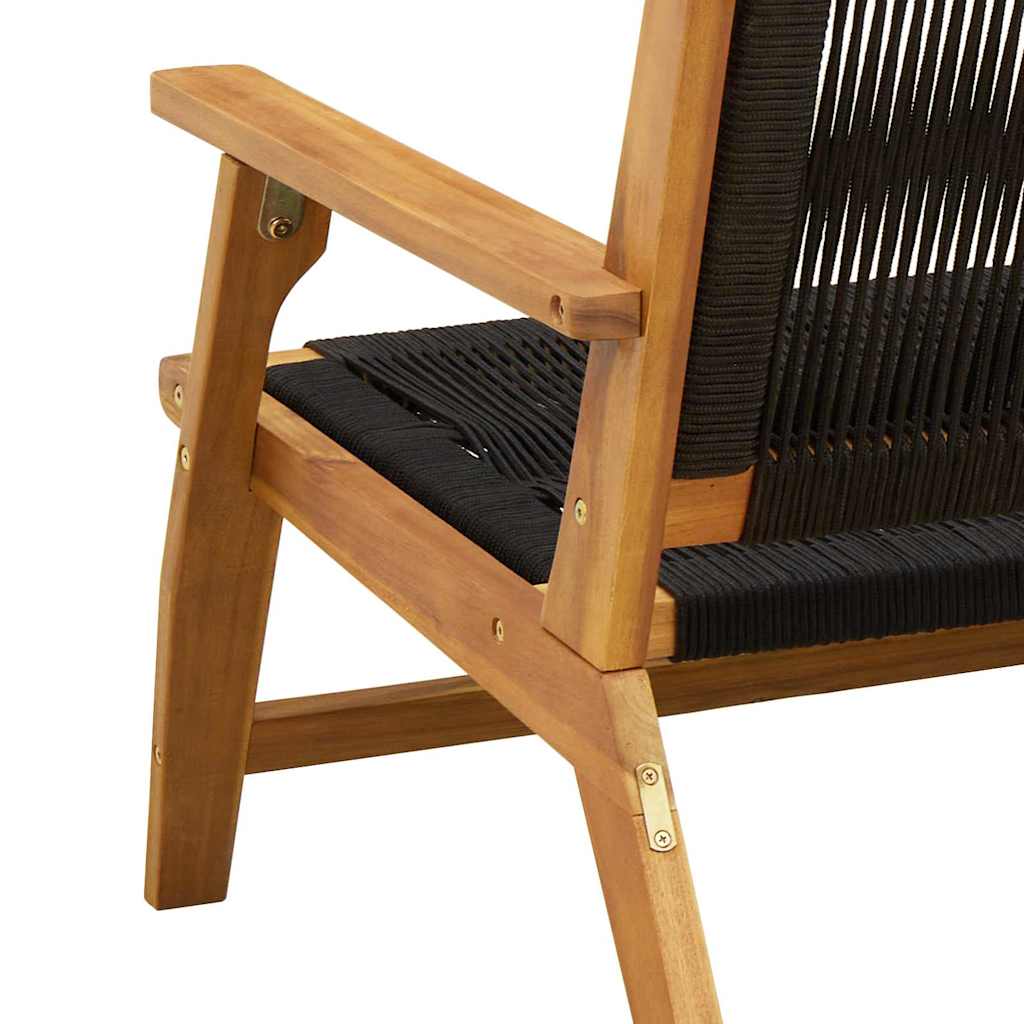 Garden Relaxation Chair 2 pcs. Black Solid Wood Acacia