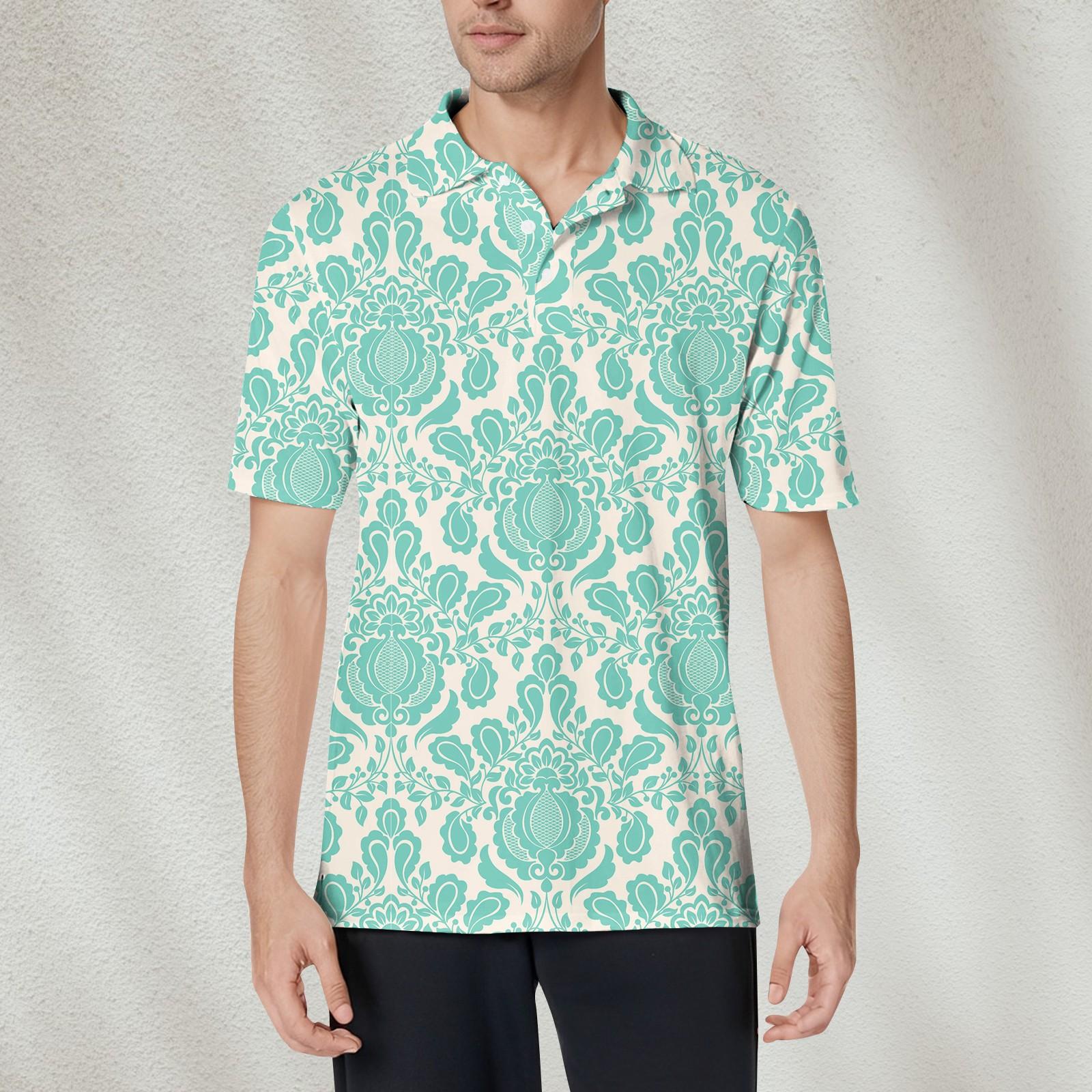 

Мужская модная рубашка с коротким рукавом из мягкого хлопкового воротника с принтом S