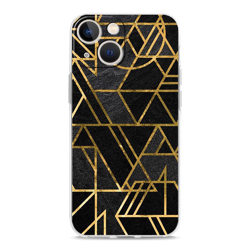 Black Gold marble tropic Luxury Transparent Phone Case For iPhone 15 14 13 12 11 Pro Max XS X XR SE 7 8 Plus Shockproof Cover