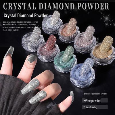 Crystal Diamond Nail Glitter: 8 Colors of Super Shiny, Crushed Diamond Powder for Nail Art