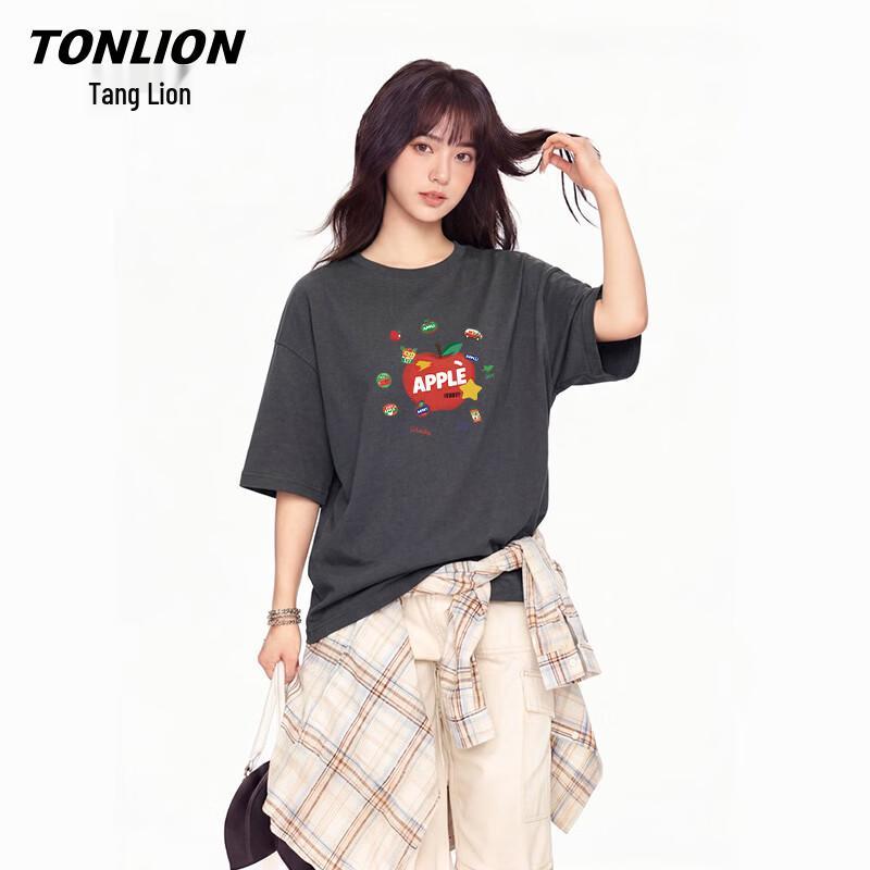 TonLion Women s Cartoon Print Loose Fit Cotton T-Shirt M