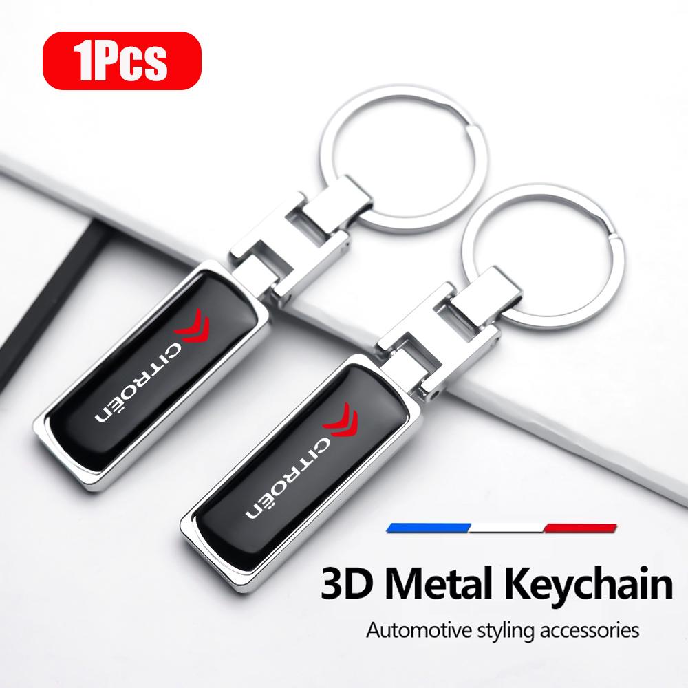 JOFT7 Car Accessories 3D Metal Key Rings Car Logo Emblems Keychain For Citroen Berlingo C3 Aircross C5 Aircross C4 C6 C-ELYSEE Picasso