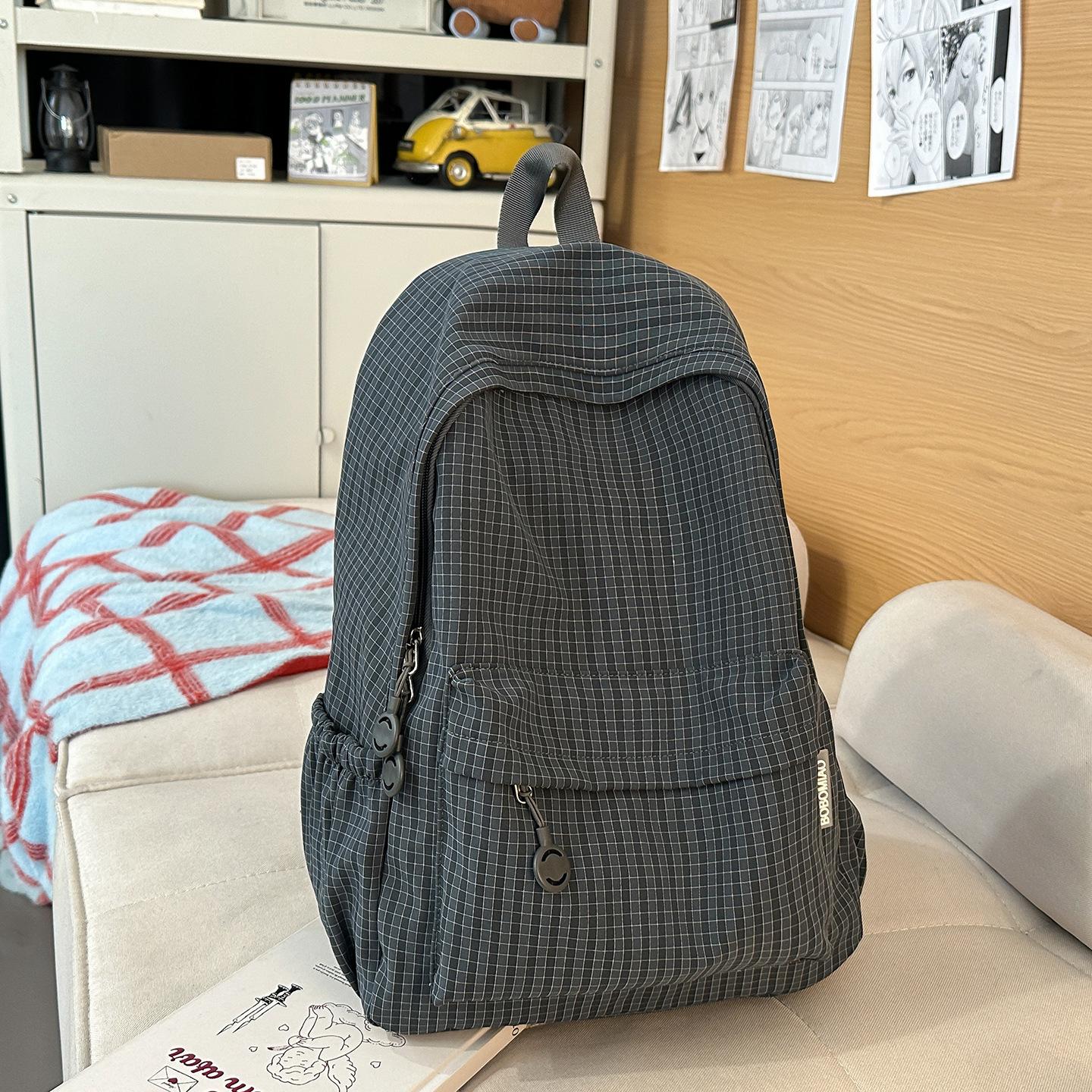 

Plaid Women s Travel Backpack Student Class Backpack чорний