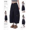 Vintage Leopard Print Splicing Pocket Scimitar Jeans Men's and Women's Trend Hip-hop Loose Wide-leg Tooling Cropped Pants