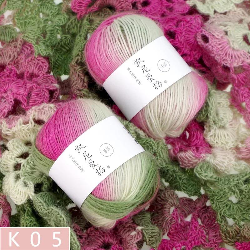 50g/Knäuel Regenbogen Baumwollgarn und Leinen Farbverlauf Handhäkeln Langabschnitt gefärbt Hand DIY Häkeln Schal Schal Zopfgarn Faden