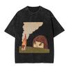 Camisetas de Humor Yoshimoto Naras para Hombre Cuello Redondo Algodón Lavado Camiseta de Manga Corta Ropa de Regalo