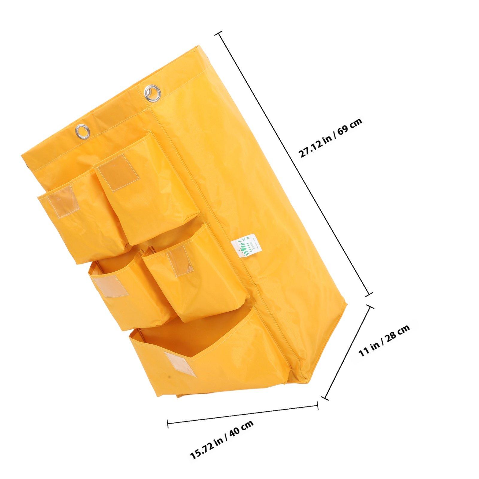 Janitorial Cart Bag Thick Fabric Cleaning Bag Replacement Trash Collecting Janitorial Bags Multi Functional Cleaning Cart Pouch жёлтый