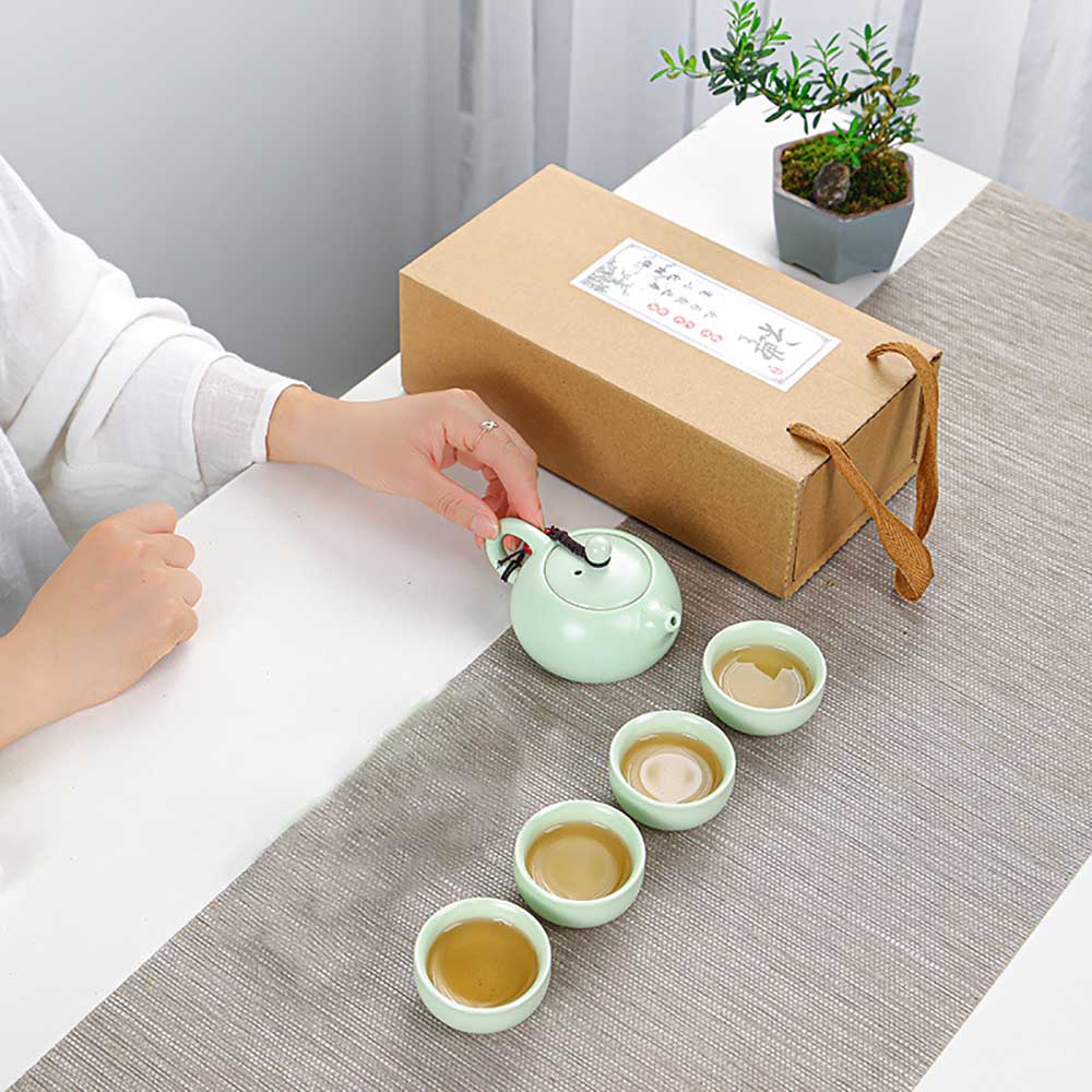 Tea Sets Teapot Teacup Solid Color With Ceramics Heat-resistant Simple For Hot Water Tea Gift Travel Drinking Utensils