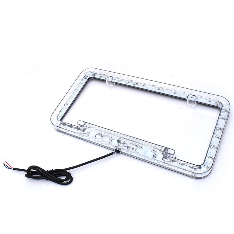 12V Multicolor LED License Plate Frame Acrylic /Canada Tag Cover Holder Auto Truck Vehicle Car Styling Light Holder
