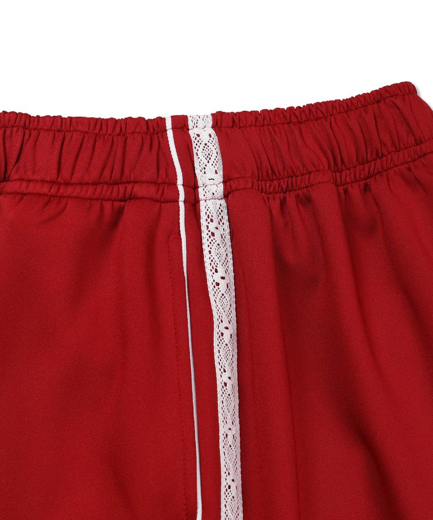 Michikoleondeonkosino Lace-Trimmed Jersey Pants Red