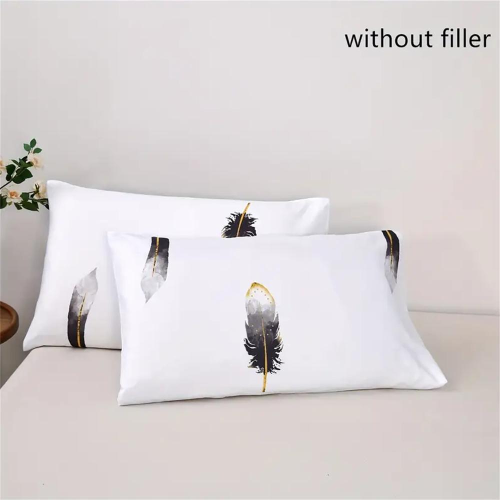 Feather Print Microfiber Bed Sheet Set with Pillowcases - Breathable All-Season Sanded Fabric, Machine Washable Bed Sheet