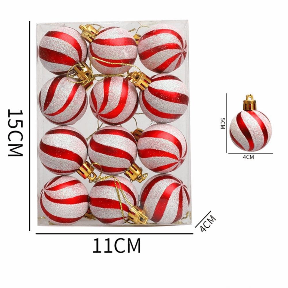 12Pcs 4cm Christmas Ball Set Painted Xmas Ornament Ball Creative Xmas Tree Hanging Pendant