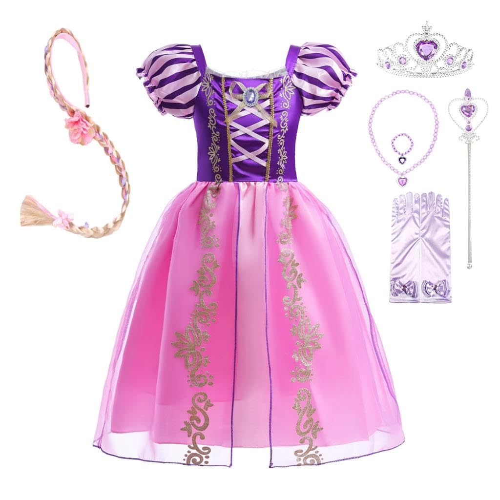 

[Dressy Daisy] Детское платье для девочек, платье принцессы в стиле Рапунцель, костюм на Хэллоуин, Рождественскую вечеринку, 2 года, Рапунцель А (Платье + Аксессуары)