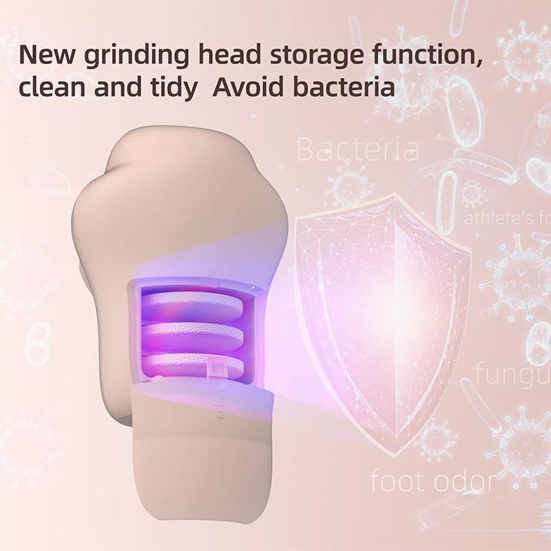 1PC multi-function electric foot grinder, purple light to remove dead skin, rechargeable pedicure, washing automatic storage compartment