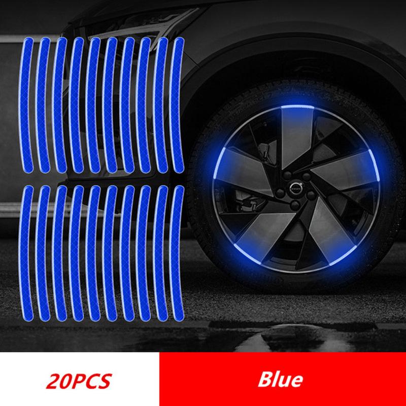 20Pcs Auto Motorcycle Bicycle Car Wheel Hub Reflective Sticker Luminous Stripes Tire Rim Reflective Sticker Night Safety Tape