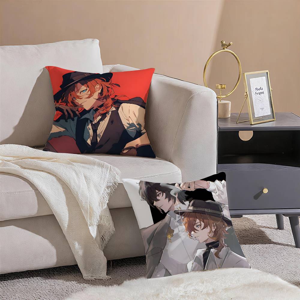Cartoon B-Bungo Stray Dogs-MT Pillow Case Printing Pillowcase Living Room Sofa Cushion Cover Bedroom Room Decor