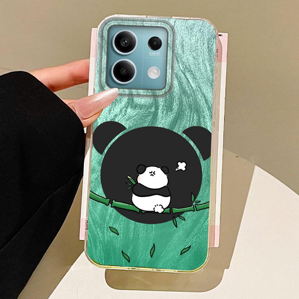 

Роскошный мультяшный забавный зеленый панда животные чехол для телефона для Xiaomi Mi 13T 14T Pro 11 Lite NE 5G парный чехол силиконовая задняя крышка из ТПУ Xiaomi 14T Pro белый