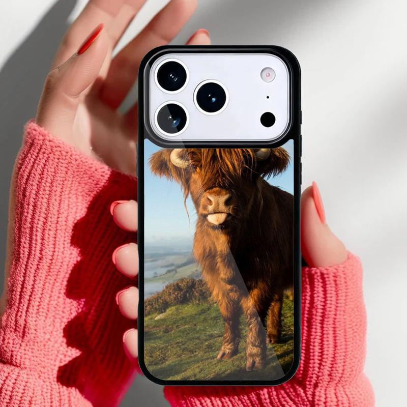 Cute Highland Cow soft Phone Case for iPhone 17 16 15 14 13 Pro Max Back Cover for 12 11 Pro Coque
