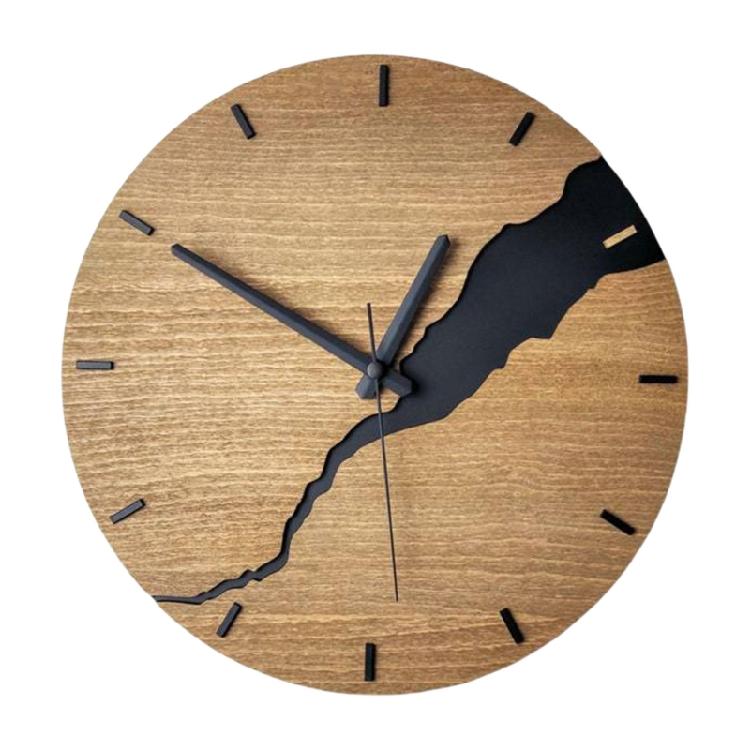 Moderne Wanduhr mit Rissmuster ohne Ticken Holz 30cm Hängeuhren für Büro Wohnzimmer Küche Schule