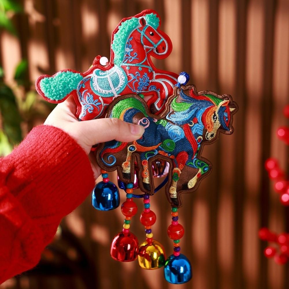 With Tassel Spring Festival Bell Pendant Embroidered Horse Wind Chimes Decoration  Zodiac Year Gift