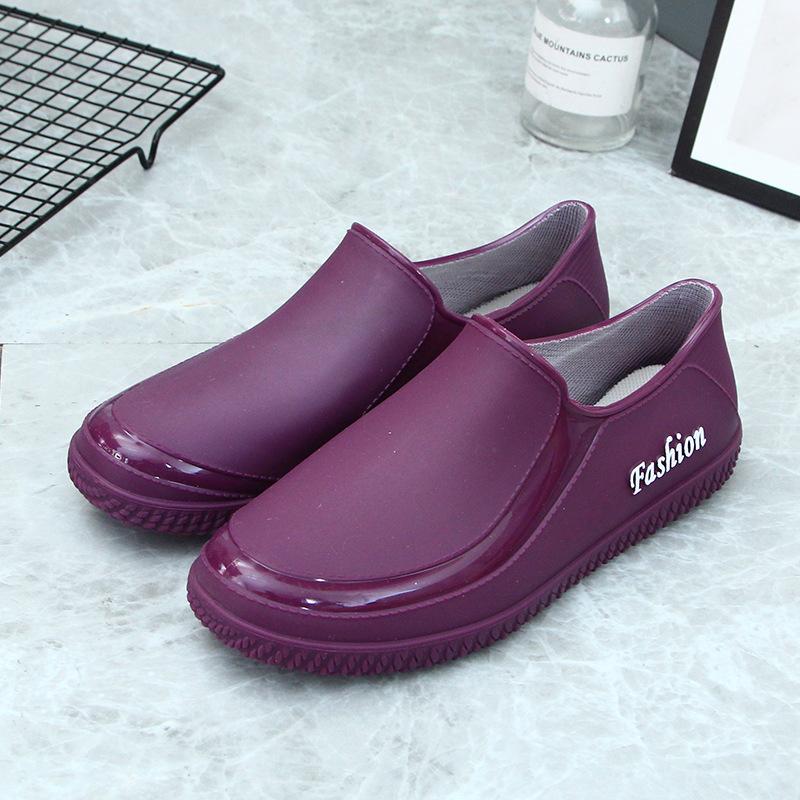 

Новые низкие резиновые дождевые туфли женские нескользящие водонепроницаемые туфли модные взрослые бархатные кухонные рабочие туфли неглубокие резиновые туфли 40