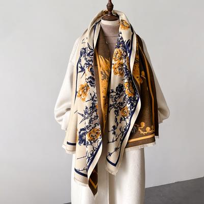 Neuer Damen Vintage Blumenmuster Schal Herbst Winter Elegant Warm Quasten Schal Stola Winddicht Cape Pashmina Bandana Kopftücher