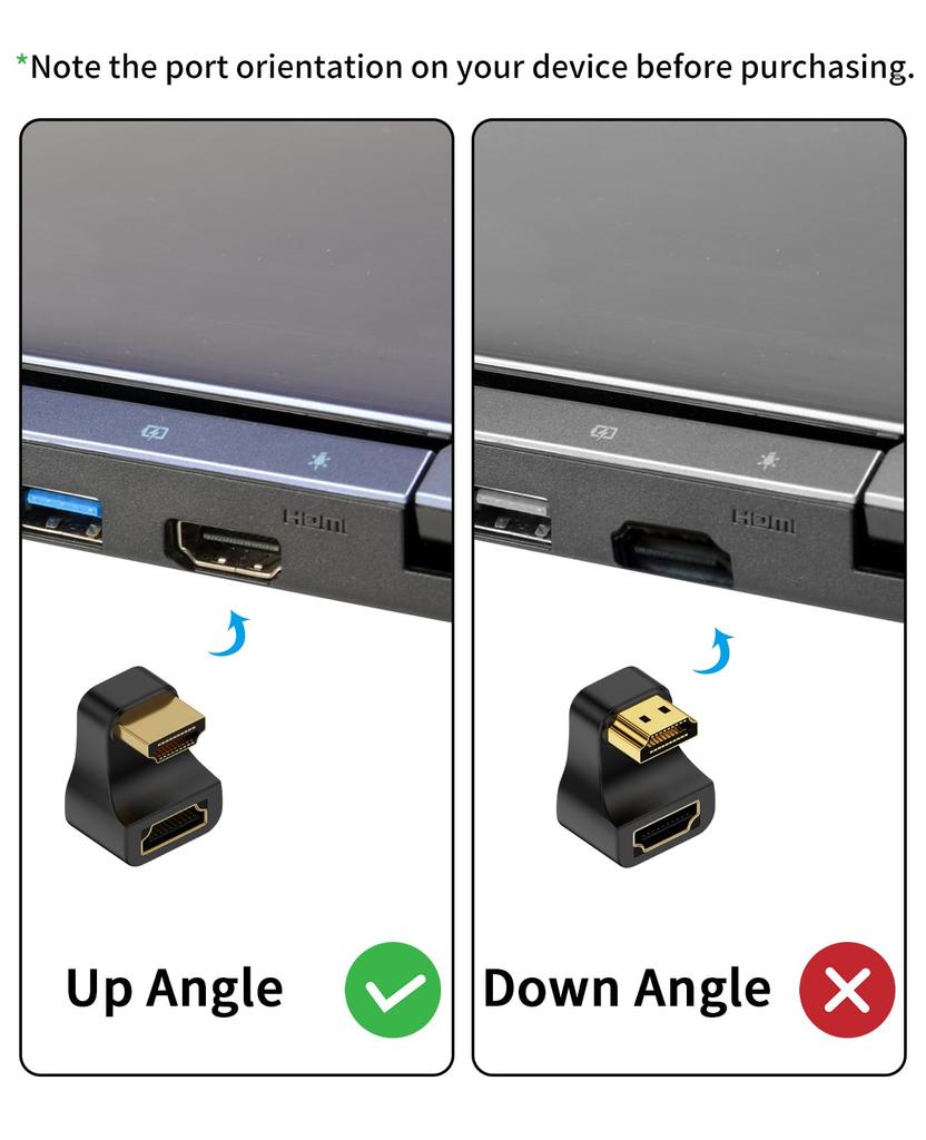 Poyiccot HDMI 8K HDMI Conversion Adapter 180 Degree Angle Change Male To Female Upward HDMI Extension Adapter TV Stick PC Compatible Gold Plated 1