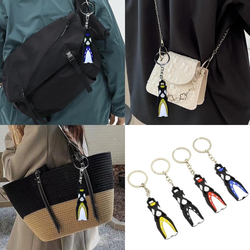 Sturdy Scuba Diving Fin Keychain Scuba Gear Themed Miniature Fins Keychain Silicone Pendant for Dive Club Members