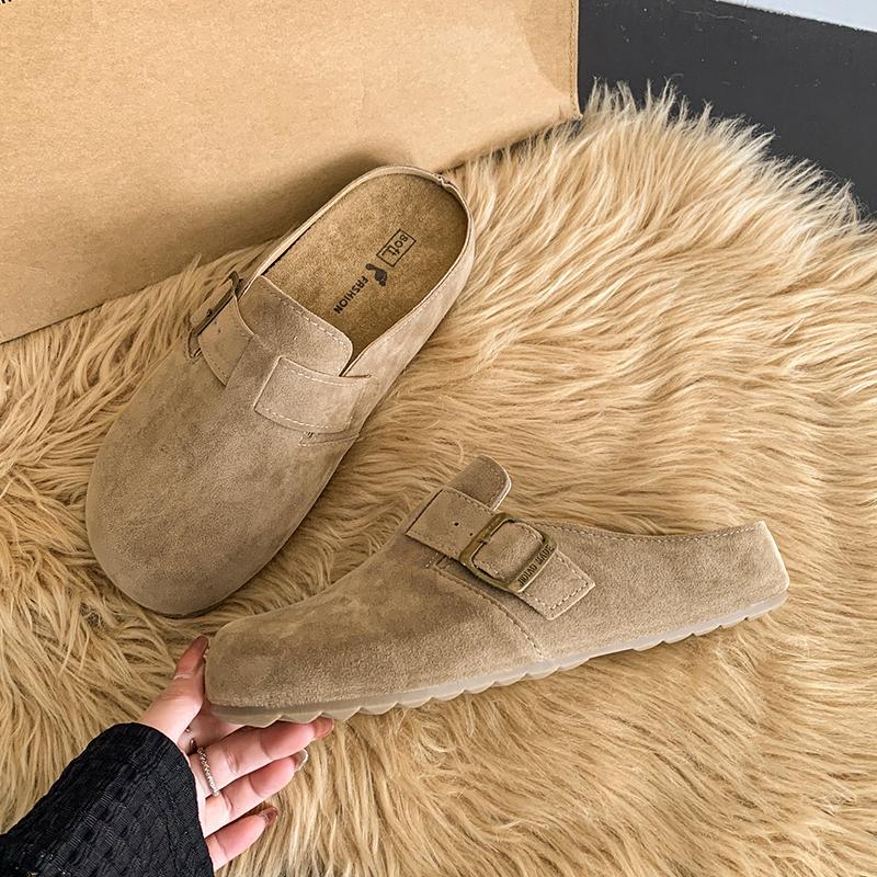 Petite Women's Vintage Half Slippers With Thick Sole And Rubber Outsole Spring Autumn New Arrival Bohemian Style Flat Form Sanda